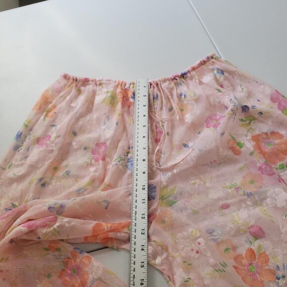 Victoria's Secret Pants Womens Medium Pink Floral Sheer Mesh Drawstring Lounge - Picture 7 of 9